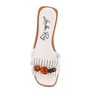 London Rag Nakasa Women's Slip-On Slide Sandals with Beaded Accents