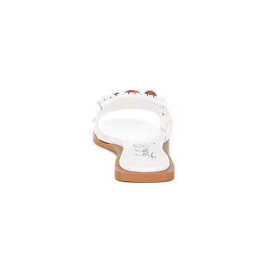 London Rag Nakasa Women's Slip-On Slide Sandals with Beaded Accents