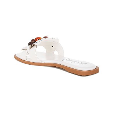 London Rag Nakasa Women's Slip-On Slide Sandals with Beaded Accents