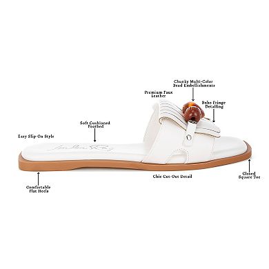 London Rag Nakasa Women's Slip-On Slide Sandals with Beaded Accents