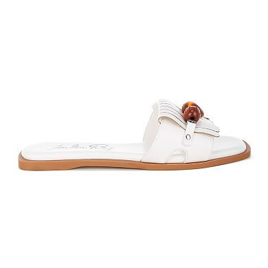 London Rag Nakasa Women's Slip-On Slide Sandals with Beaded Accents
