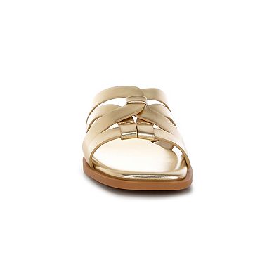 London Rag Hebal Women's Slip-On Metallic Slide Sandals
