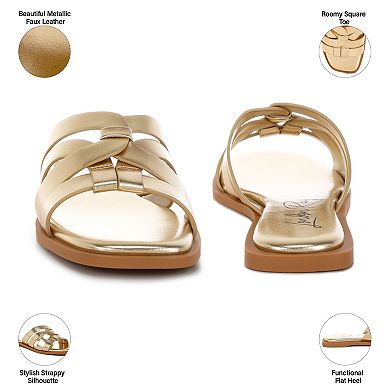 London Rag Hebal Women's Slip-On Metallic Slide Sandals