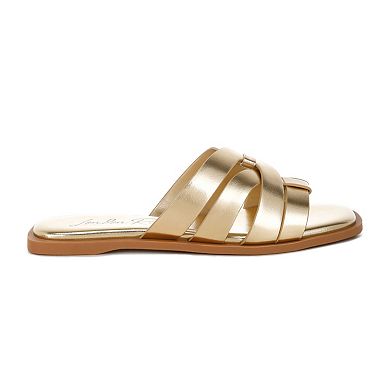 London Rag Hebal Women's Slip-On Metallic Slide Sandals