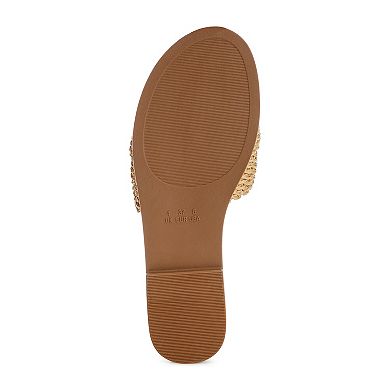 London Rag Onawa Women's Slip-On Woven Slide Sandals