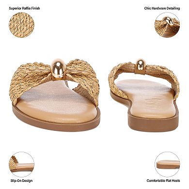 London Rag Onawa Women's Slip-On Woven Slide Sandals