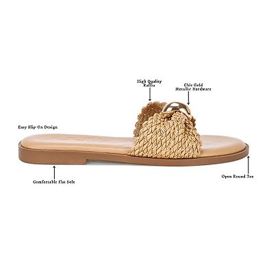 London Rag Onawa Women's Slip-On Woven Slide Sandals