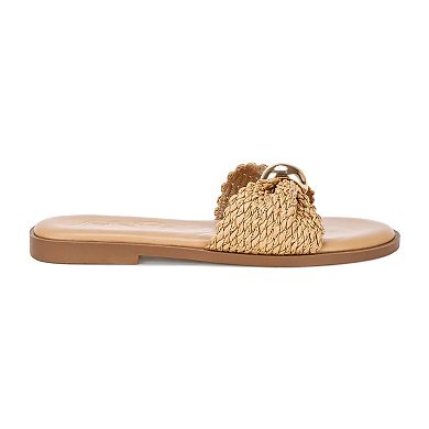 London Rag Onawa Women's Slip-On Woven Slide Sandals