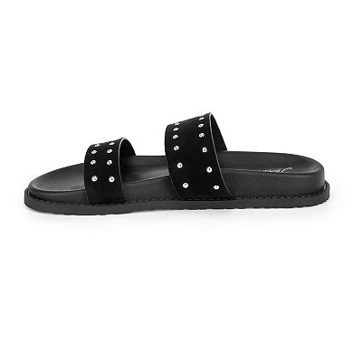 London Rag KANINI Women's Slip-On Slide Sandals with Studded Accents