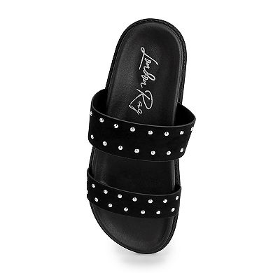London Rag KANINI Women's Slip-On Slide Sandals with Studded Accents