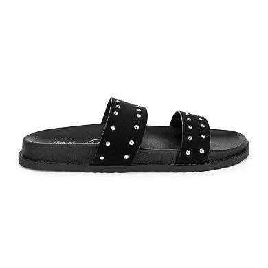 London Rag KANINI Women's Slip-On Slide Sandals with Studded Accents