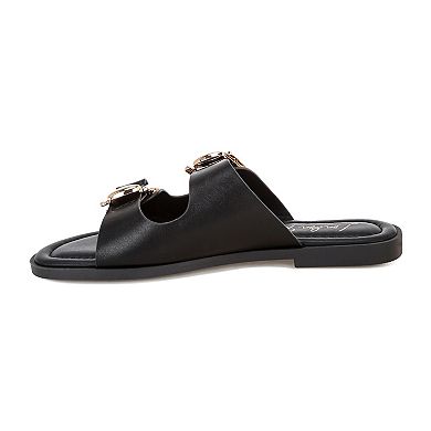 London Rag Amahi Women's Slip-On Sandals with Buckle Accents