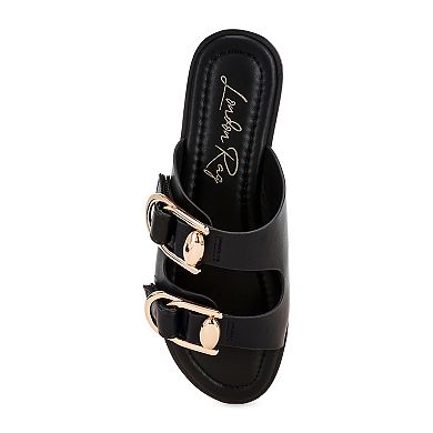 London Rag Amahi Women's Slip-On Sandals with Buckle Accents