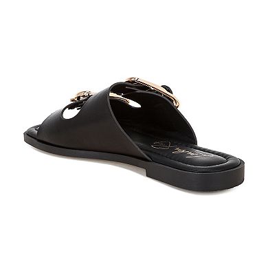 London Rag Amahi Women's Slip-On Sandals with Buckle Accents