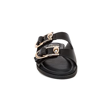 London Rag Amahi Women's Slip-On Sandals with Buckle Accents