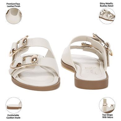 London Rag Amahi Women's Slip-On Sandals with Buckle Accents