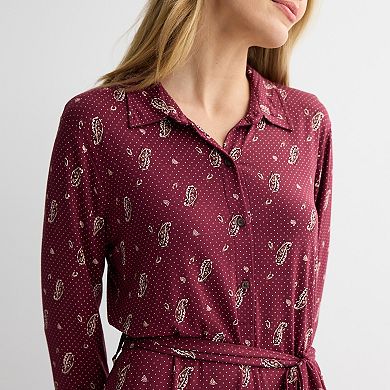 Women's Croft & Barrow® Long Sleeve Knit Shirt Dress