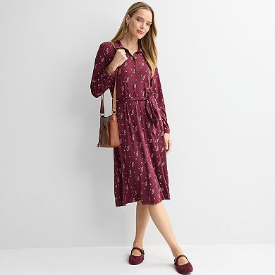 Women's Croft & Barrow® Long Sleeve Knit Shirt Dress