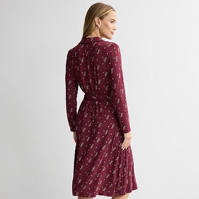 Women's Croft & Barrow® Long Sleeve Knit Shirt Dress