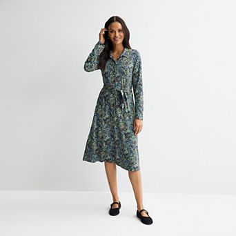 Women's Croft & Barrow® Long Sleeve Knit Shirt Dress