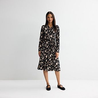 Women's Croft & Barrow® Long Sleeve Knit Shirt Dress