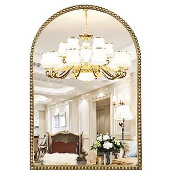 Antique Gold Arched Metal Frame Mirror