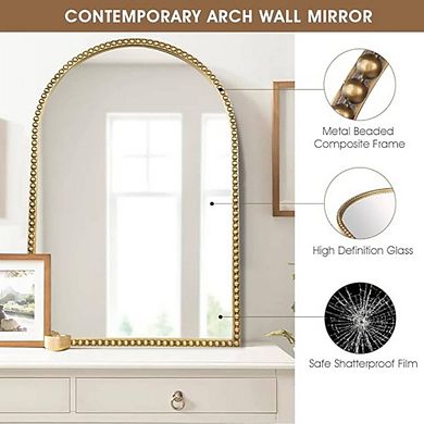 Antique Gold Arched Metal Frame Mirror