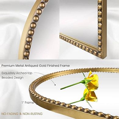 Antique Gold Arched Metal Frame Mirror