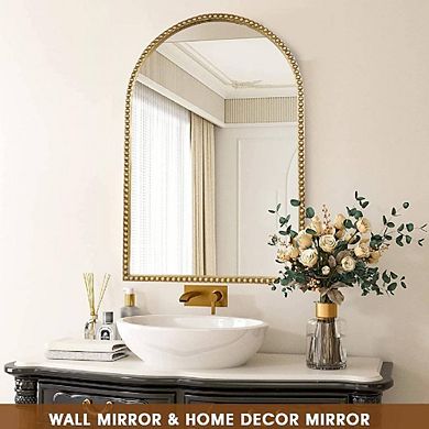 Antique Gold Arched Metal Frame Mirror