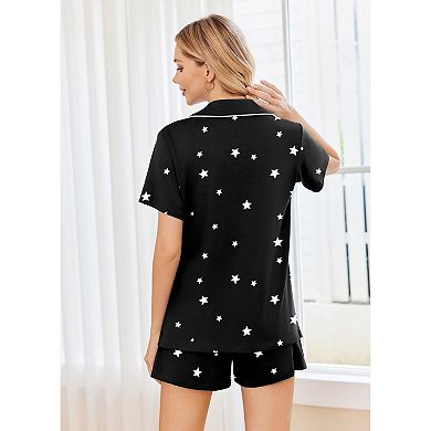 Ekouaer 2 Pack Womens Pajamas Set Button Down Summer Sleepwear Short Sleeve Comfy Pjs Loungewear