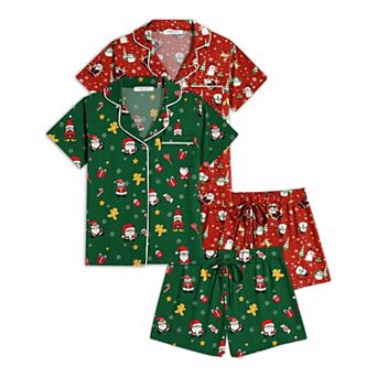 Ekouaer 2 Pack Womens Pajamas Set Button Down Summer Sleepwear Short Sleeve Comfy Pjs Loungewear