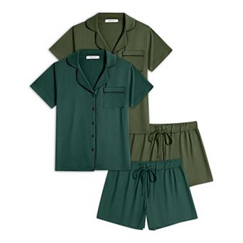 Ekouaer Women’s 2 Pack Button Down Pajama Set Short Sleeve Comfy Sleepwear