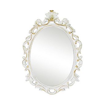 White Vintage Oval Framed Mirror