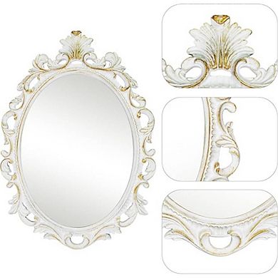 White Vintage Oval Framed Mirror