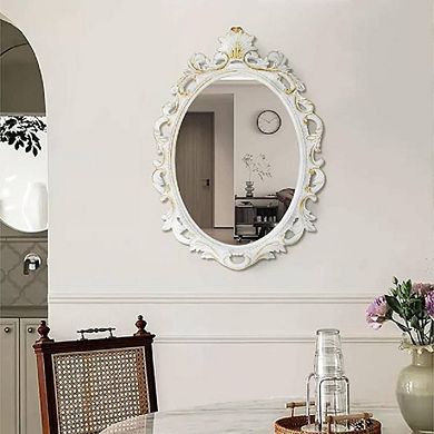 White Vintage Oval Framed Mirror