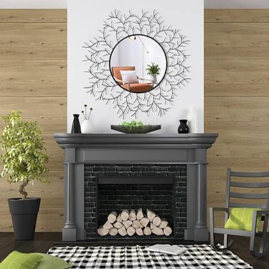 Round Black Metal Accent Mirror