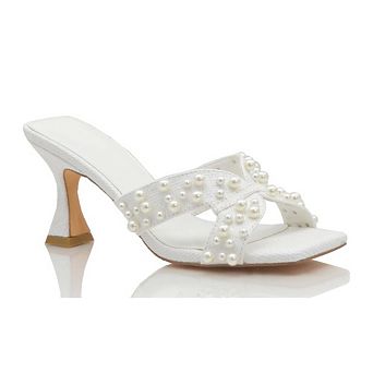 Pearl Crisscross Woven High Heel Sandal