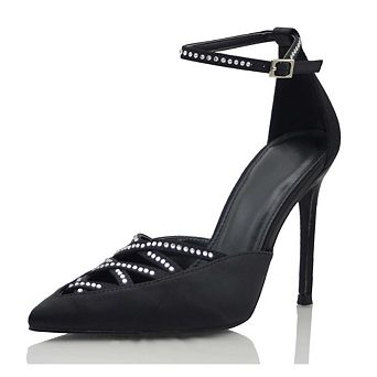 Rhinestone Strappy Stiletto Heel Pumps
