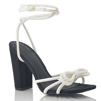 Rope Knot Block Heel Sandals