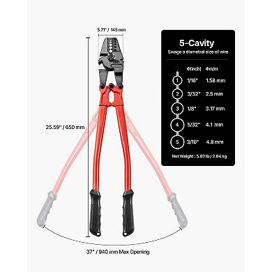 2-in-1 Cable Crimping and Cutting Tool with Anti-Slip Handles for Wire Rope Projects