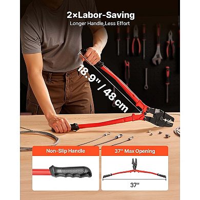 2-in-1 Cable Crimping and Cutting Tool with Anti-Slip Handles for Wire Rope Projects