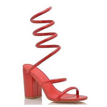 Spiral Strap Block Heel Sandal
