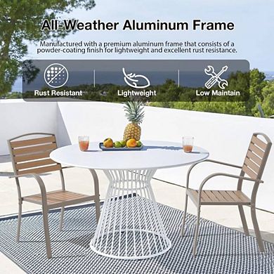 Faux Wood Outdoor Stackable Chairs Set of 2