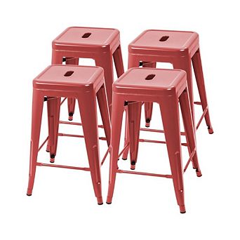 Metal Bar Backless Stackable Chairs, set of 4