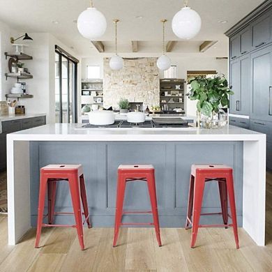 Metal Bar Backless Stackable Chairs, set of 4