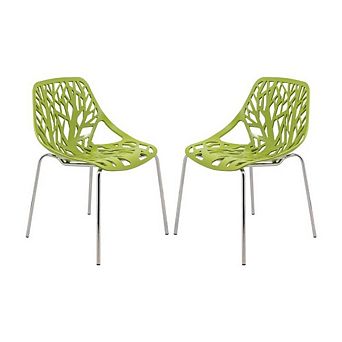 Modern Stackable Chairs with Chromed Leg, Set of 2