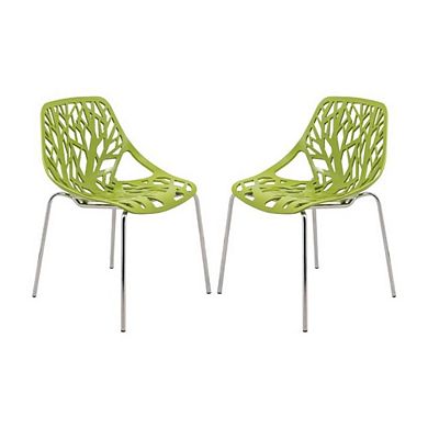 Modern Stackable Chairs with Chromed Leg, Set of 2
