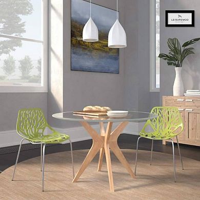 Modern Stackable Chairs with Chromed Leg, Set of 2