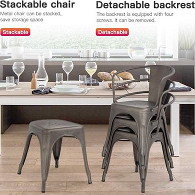 Metal Outdoor Dining Stackable Chairs, Set of 4