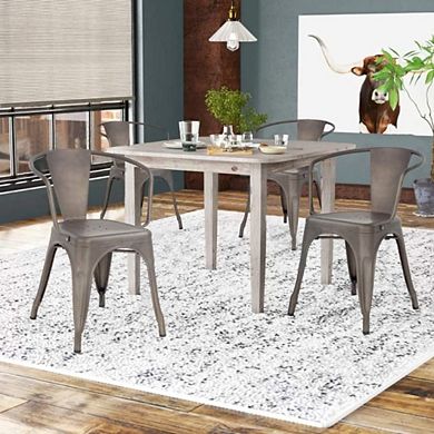 Metal Outdoor Dining Stackable Chairs, Set of 4